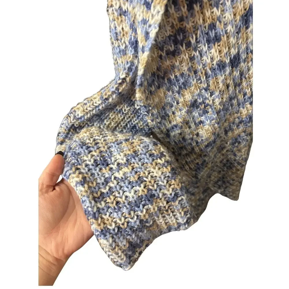 Anthropologie Moth Hooded Waterfall Cardigan Blue Tan Marled XL - Picture 6 of 8